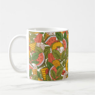 Taza De Café Patrón de alimentos de verano sin soldadura. Sanwi