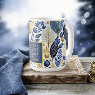 Taza De Café Patrón de amarre de los Navidades de oro azul #21 