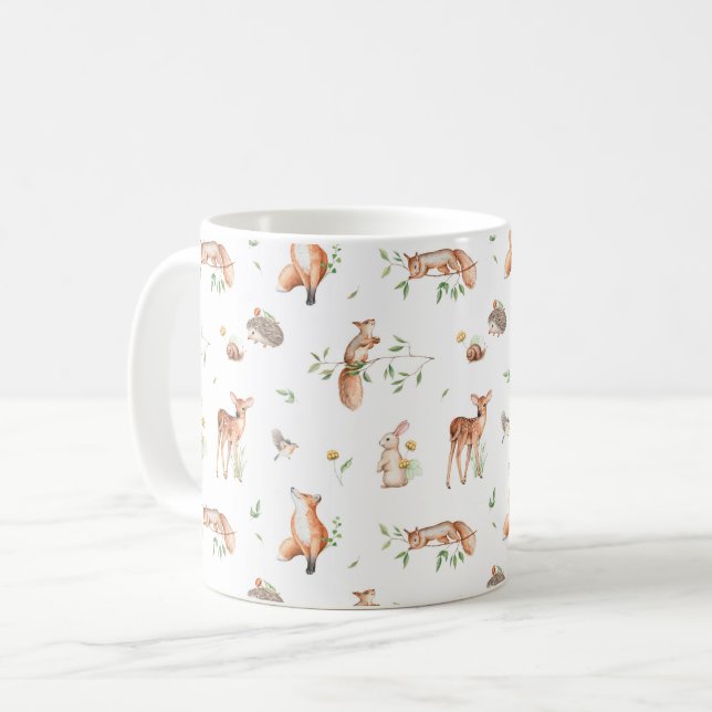 Taza De Café Patrón de amigos animales de Woodland (Anverso izquierdo)