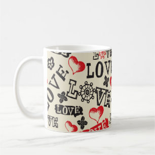 Taza De Café patrón de amor dibujado a mano