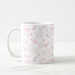 Taza De Café Patrón de amor floral romántico