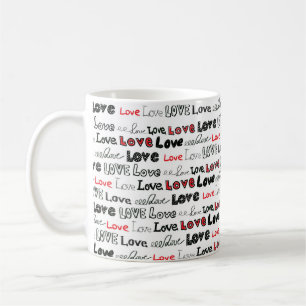 Taza De Café Patrón de Amor sin Marea. Letras escritas a mano d