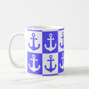 Taza De Café Patrón de anclaje de barco controlado - Azul oceán