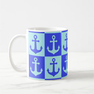 Taza De Café Patrón de anclaje de barco de verificación - Tonos