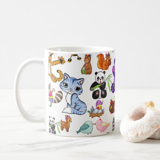 Taza De Café Patrón de animales (Con donut)