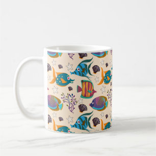 Taza De Café Patrón de animales acuáticos   vida submarina en e