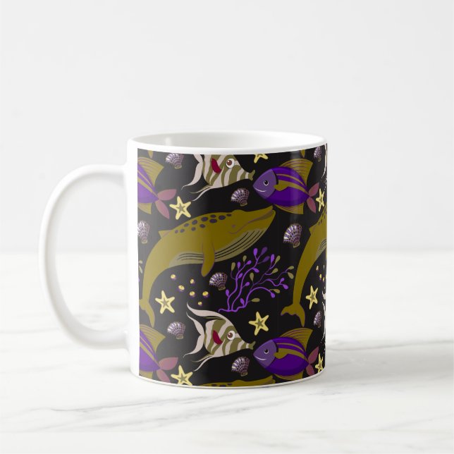 Taza De Café Patrón de animales acuáticos | vida submarina en l (Izquierda)