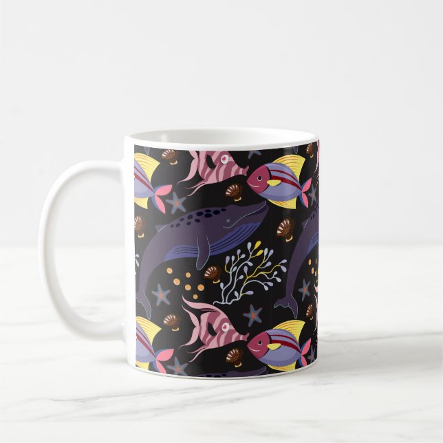Taza De Café Patrón de animales acuáticos | vida submarina en l (Izquierda)