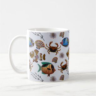 Taza De Café Patrón de animales acuáticos   vida submarina en l