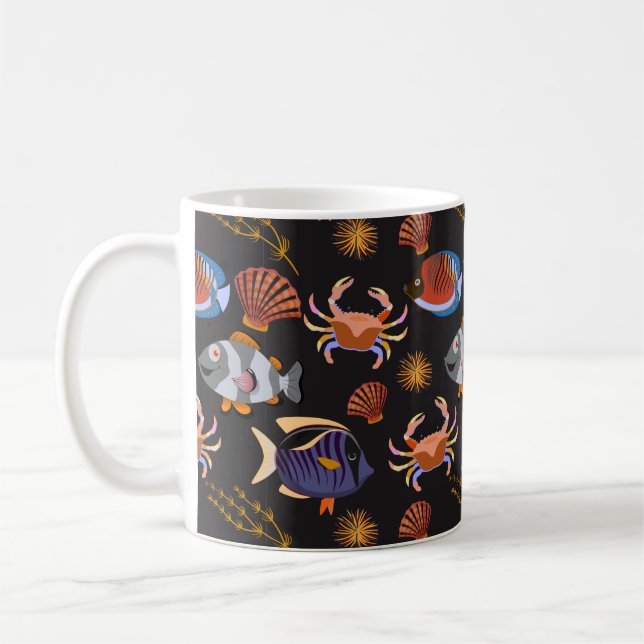 Taza De Café Patrón de animales acuáticos | vida submarina en l (Izquierda)