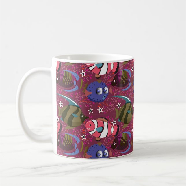 Taza De Café Patrón de animales acuáticos | vida submarina en l (Izquierda)