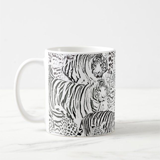 Taza De Café Patrón de animales de los tigres leopardos negros (Izquierda)