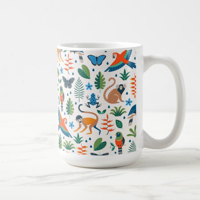 Taza De Café Patrón de animales de selva tropical (Derecha)