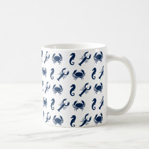 Taza De Café Patrón de animales marinos náuticos langosta cangr