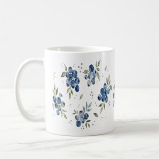 Taza De Café Patrón de Arándano en Acuarela – Berr Botánico Ado
