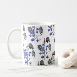 Taza De Café Patrón de Arándanos Acuarela