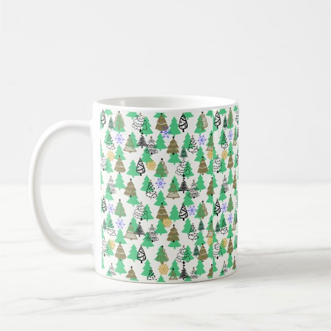 Taza De Café Patrón de árbol de Navidad (Izquierda)