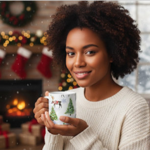 Taza De Café Patrón de árbol de Navidad de reno