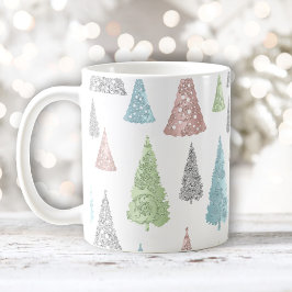 Taza De Café Patrón de árbol de Navidad Purpurina elegante Past