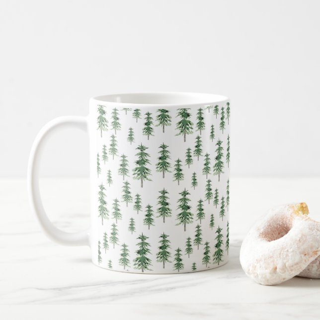 Taza De Café Patrón de árbol de pino acuático (Con donut)