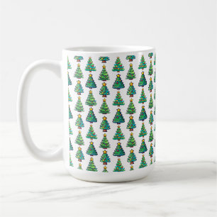 Taza De Café Patrón de árbol navideño acuarela, Navidades