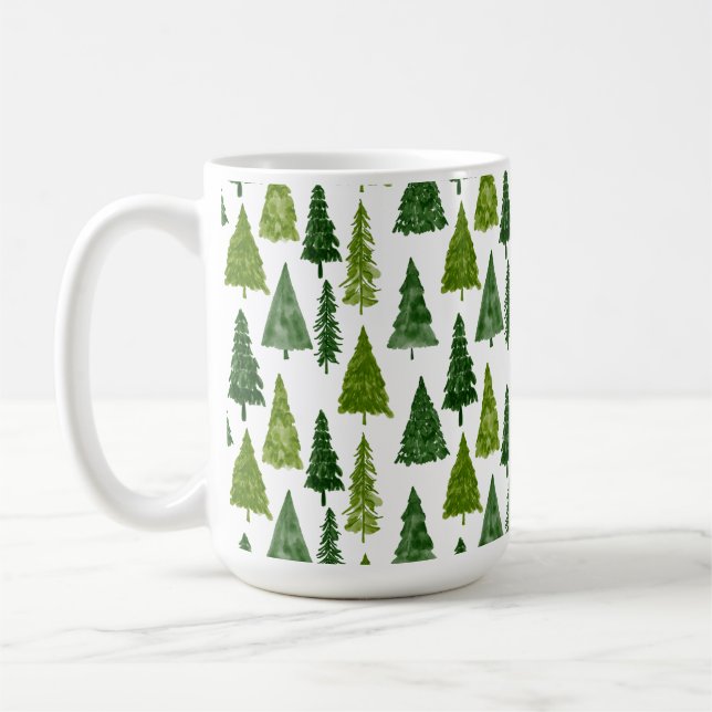 Taza De Café Patrón de árbol navideño de vacaciones de invierno (Izquierda)