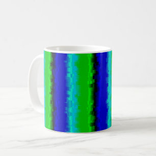Taza De Café Patrón de arco iris 3D abstracto de azul verde