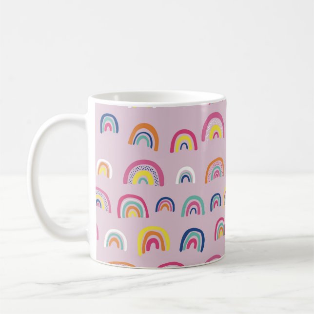 Taza De Café Patrón de arcoíris rosa (Izquierda)