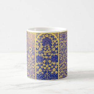 Taza De Café Patrón de Art Nouveau botánico decorativo de época