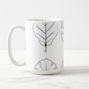 Taza De Café Patrón de arte de línea de hojas tropicales