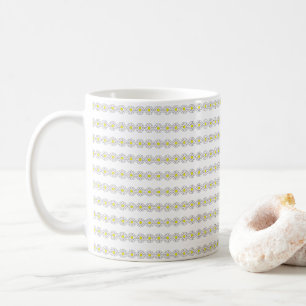 Taza De Café Patrón de arte de línea de margarita amarilla retr