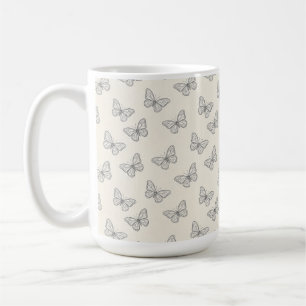 Taza De Café Patrón de arte de línea de mariposa