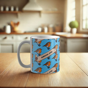 Taza De Café Patrón de arte de pepinismo petirrojo del combusti