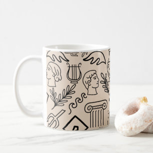 Taza De Café Patrón de arte lineal de la antigua Grecia