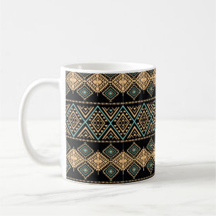 Taza De Café Patrón de arte tribal. Impresión geométrica ét