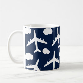 Taza De Café Patrón de aviones de vuelo azul