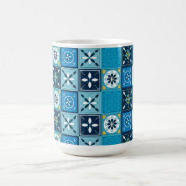 Taza De Café Patrón de azulejo azul