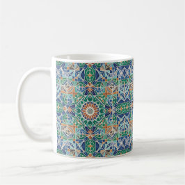 Taza De Café Patrón de azulejos Zellige marroquí vibrante
