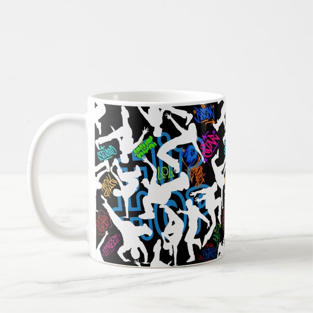 Taza De Café Patrón de baile HipHop.w BG negro (Izquierda)
