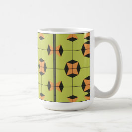 Taza De Café Patrón de Baldosa Geométrica con Colores Brillante