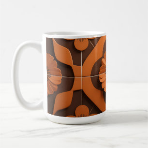 Taza De Café Patrón de Baldosa Geométrica de Medallón Floral Na