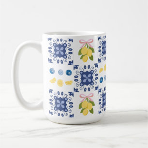Taza De Café Patrón de Baldosa País Francés Mediterráneo Limón