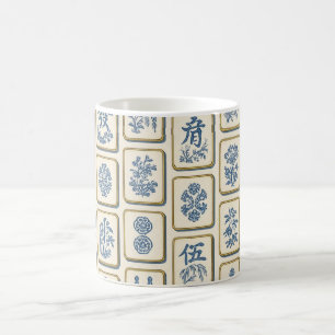 Taza De Café Patrón de baldosas de Mahjong Chinoiserie Vintage