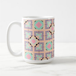 Taza De Café Patrón de baldosas geométricas pastel | Rosa menta