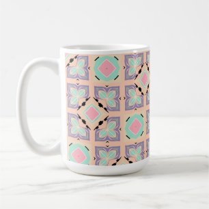 Taza De Café Patrón de baldosas geométricas pastel Rosa menta