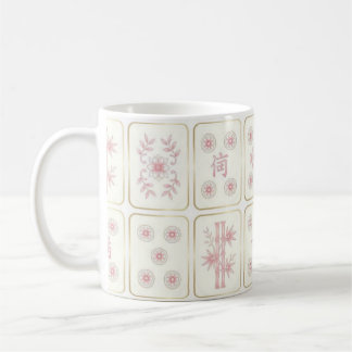 Taza De Café Patrón de baldosas Mahjong rosa y dorado chic