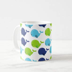 Taza De Café Patrón De Ballenas, Ballenas Cuestas, Animales Mar