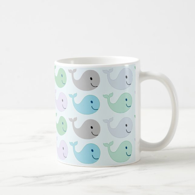Taza De Café Patrón de Ballenas de Cute Pastel (Derecha)