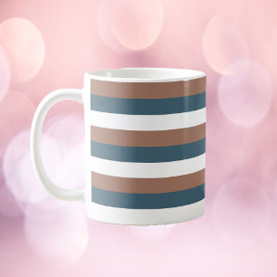 Taza De Café Patrón de banda Blanco Verde azulado marrón