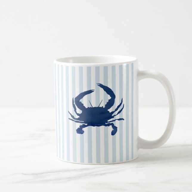 Taza De Café Patrón de banda nautica del cangrejo azul (Derecha)